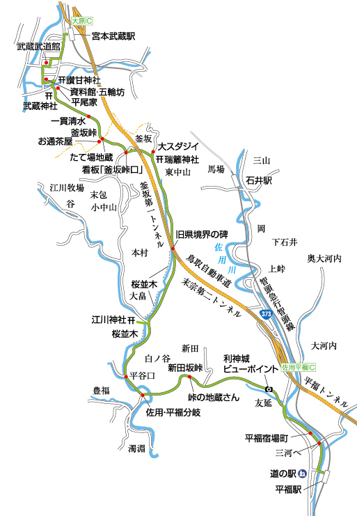 武蔵の里から平福宿へマップ